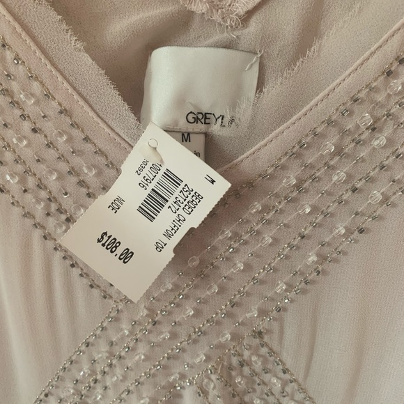 NWT Greylin Beaded Chiffon Top - Size M - Picture 3 of 4